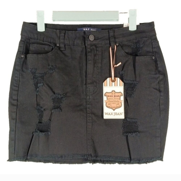 Wax Jean Denim - Distressed Mini Skirt